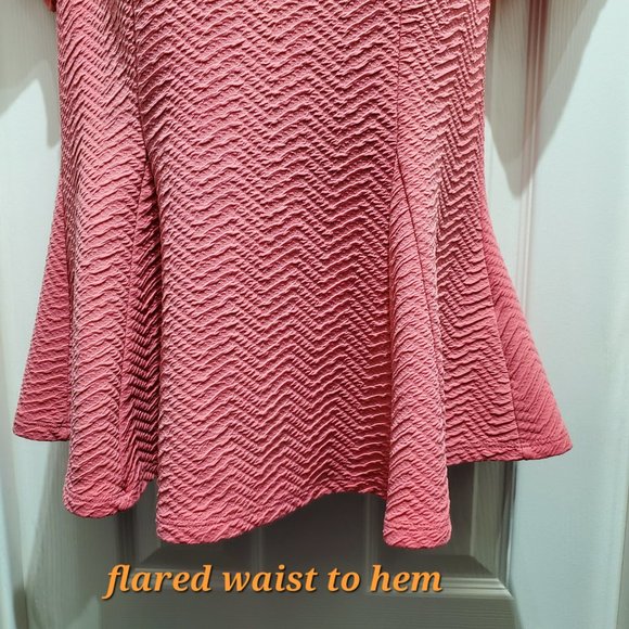FOREVER 21+ Salmon Top Peplum Flared Square Neck Short-Sleeve Blouse, Size 1X - Picture 3 of 8